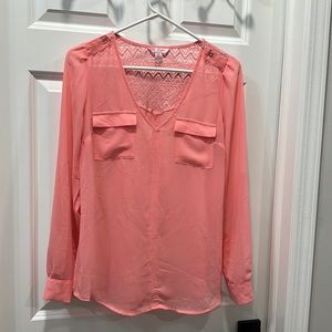 Candies Pink Lace-detail Blouse